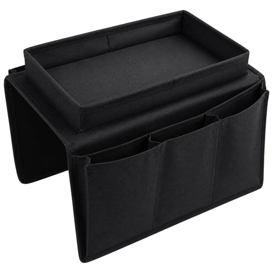 Sofa Armrest Organizer Remote Control Holder Couch Caddy Tray Table Black