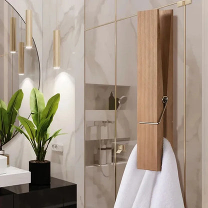 Clothespin Bathroom Towel Holder Wooden Giant Towel Clip Wall Mounted Bathroom Towel Holder Rural Style Large Clothespin Hook