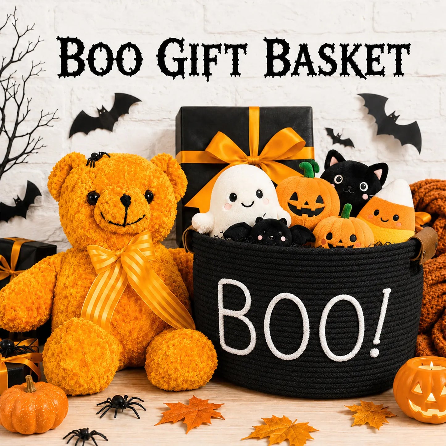 Gejoy Large Boo Basket with Handles for Halloween Spooky Face Boo Basket Cute Halloween Boo Basket Boo Woven Trick or Treat Gift Organizer for Halloween Party Favors, Spooky Gift Basket for Girlfriends Adults Her Bestie Teens Boyfriends Girls Sister Mom