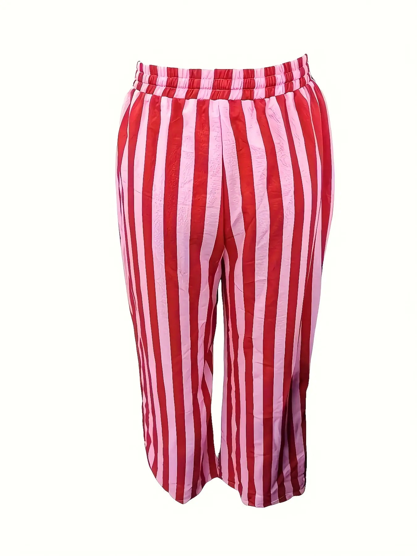 Spring & Fall Fashion New Women'S Drawstring Loose Wide Leg Striped Pants, Comfortable and Stylish Long Trousers for Casual Wear