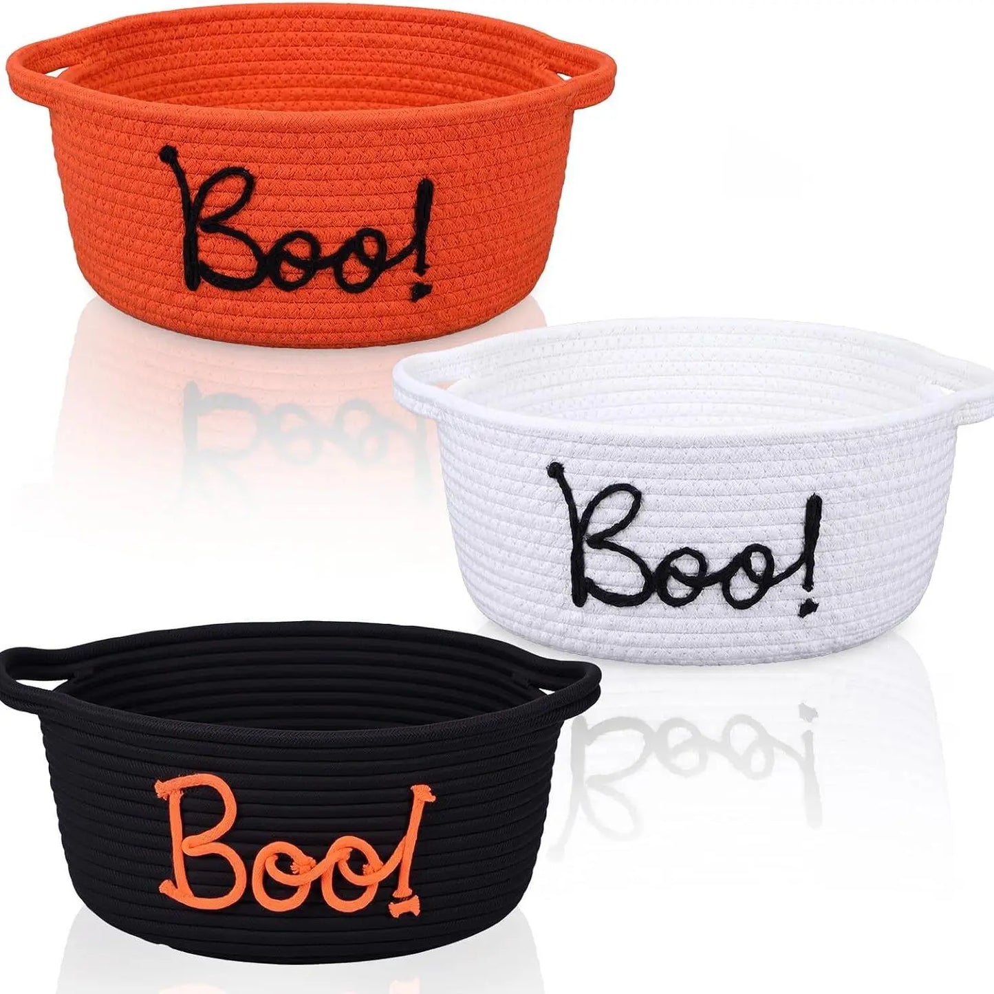 Gejoy Large Boo Basket with Handles for Halloween Spooky Face Boo Basket Cute Halloween Boo Basket Boo Woven Trick or Treat Gift Organizer for Halloween Party Favors, Spooky Gift Basket for Girlfriends Adults Her Bestie Teens Boyfriends Girls Sister Mom