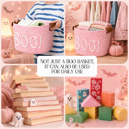 Gejoy Large Boo Basket with Handles for Halloween Spooky Face Boo Basket Cute Halloween Boo Basket Boo Woven Trick or Treat Gift Organizer for Halloween Party Favors, Spooky Gift Basket for Girlfriends Adults Her Bestie Teens Boyfriends Girls Sister Mom