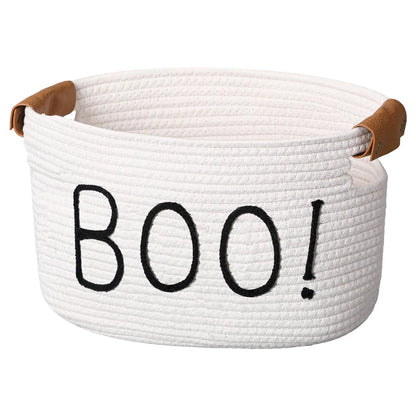 Gejoy Large Boo Basket with Handles for Halloween Spooky Face Boo Basket Cute Halloween Boo Basket Boo Woven Trick or Treat Gift Organizer for Halloween Party Favors, Spooky Gift Basket for Girlfriends Adults Her Bestie Teens Boyfriends Girls Sister Mom