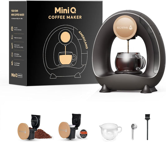 Single Serve Coffee Maker for K Cup Pod and Coffee Grounds /Tea, Fast Brew in 2 Minutes, 2 in 1 One Button Coffee Machine 4-8 Oz Brew Sizes, Stylish＆Compact for Home, Office, RV and Dorm, Black