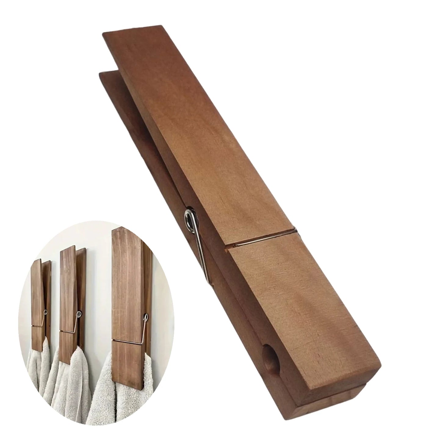 Clothespin Bathroom Towel Holder Wooden Giant Towel Clip Wall Mounted Bathroom Towel Holder Rural Style Large Clothespin Hook