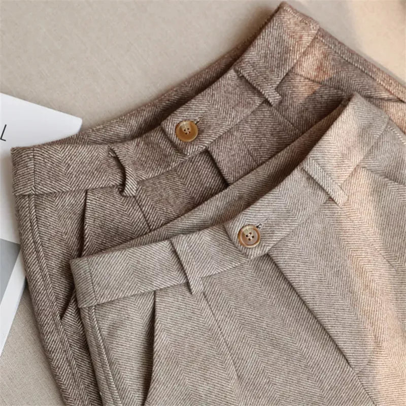Woolen Pants Women'S Harem Pencil Pants 2026 Autumn Winter High Waisted Casual Suit Pants Office Lady Women Trousers