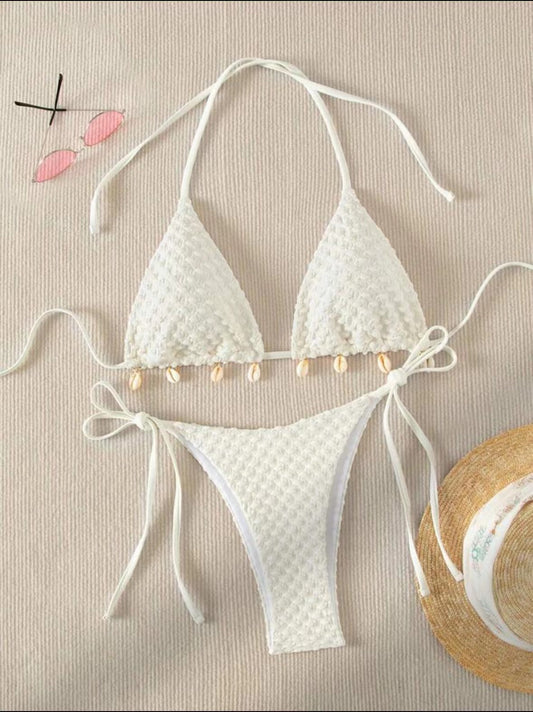 Special Fabric Split Swimsuit Swimwear Women'S Outer Single Sexy